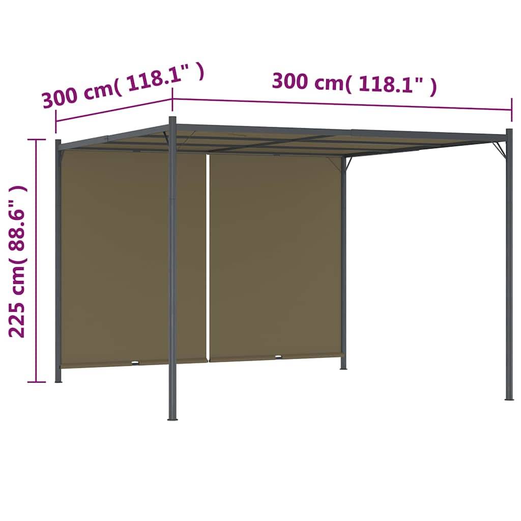 vidaXL Gartenpergola mit Ausziehbarem Dach 3x3 m Taupe 180 g/m²-4