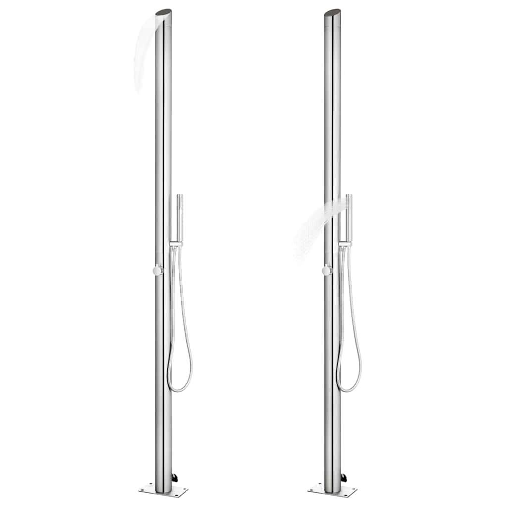 vidaXL Gartendusche mit Brauner Bodenplatte 225 cm Edelstahl-1