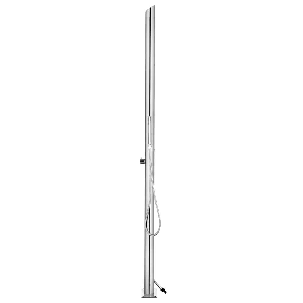 vidaXL Gartendusche mit Brauner Bodenplatte 225 cm Edelstahl-3
