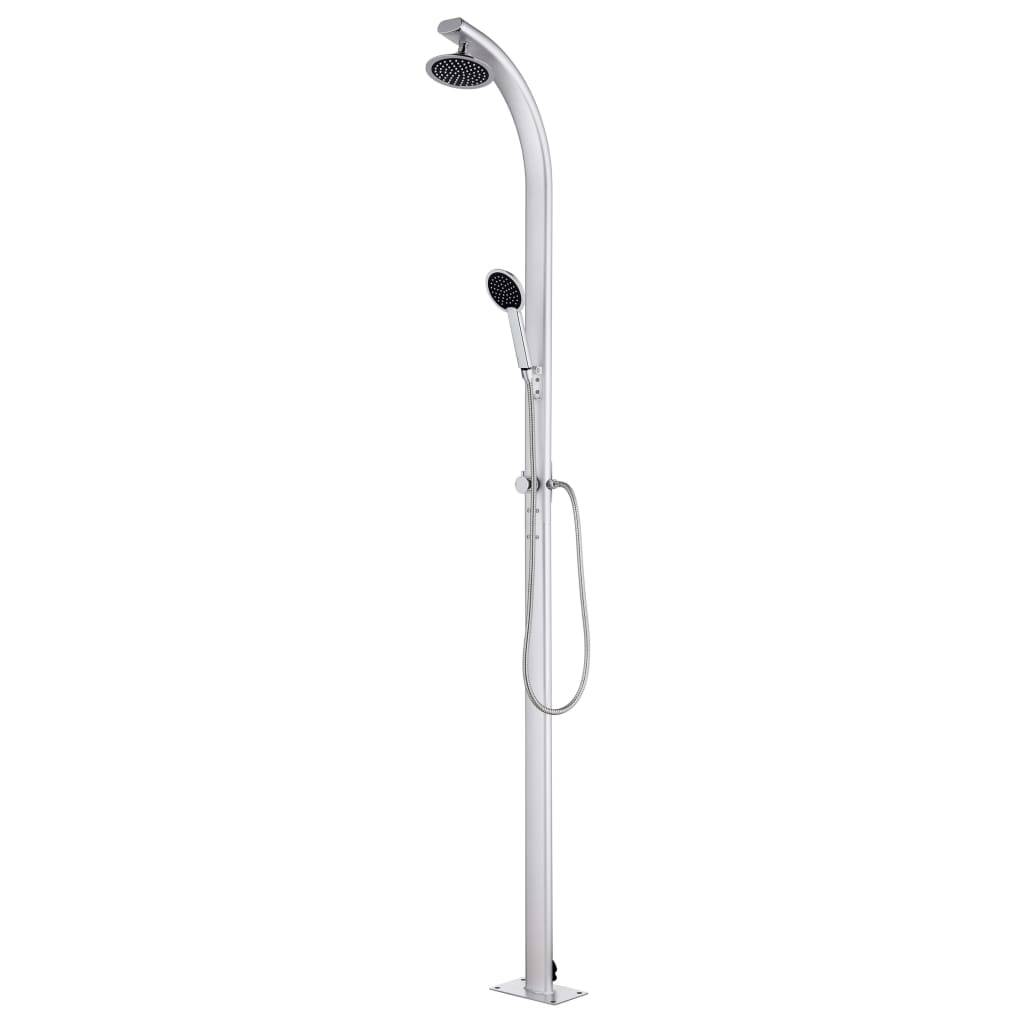 vidaXL Gartendusche mit Grauer Bodenplatte 220 cm Aluminium-1