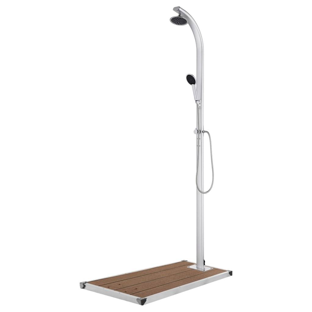 vidaXL Gartendusche mit Brauner Bodenplatte 220 cm Aluminium-0
