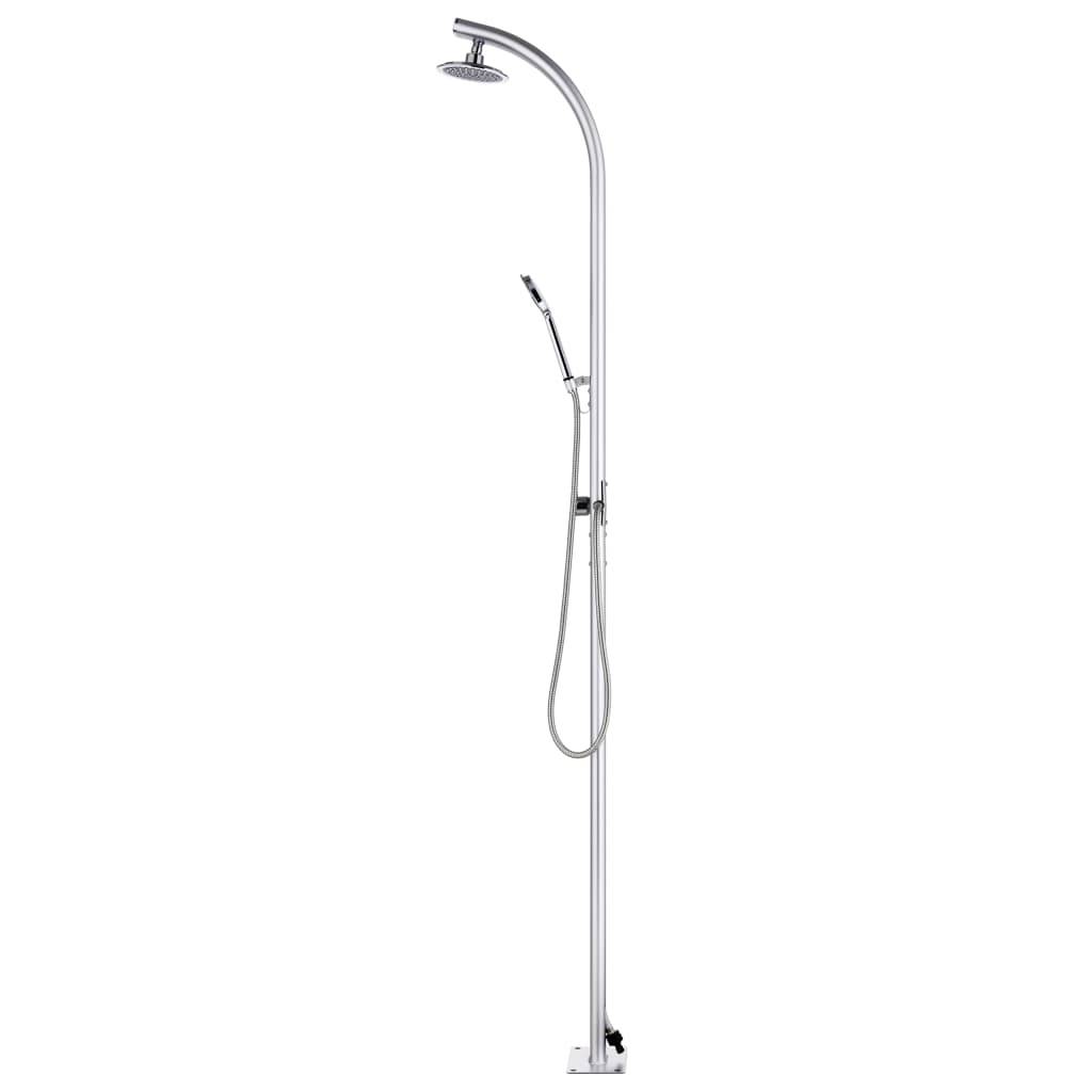 vidaXL Gartendusche mit Brauner Bodenplatte 220 cm Aluminium-3