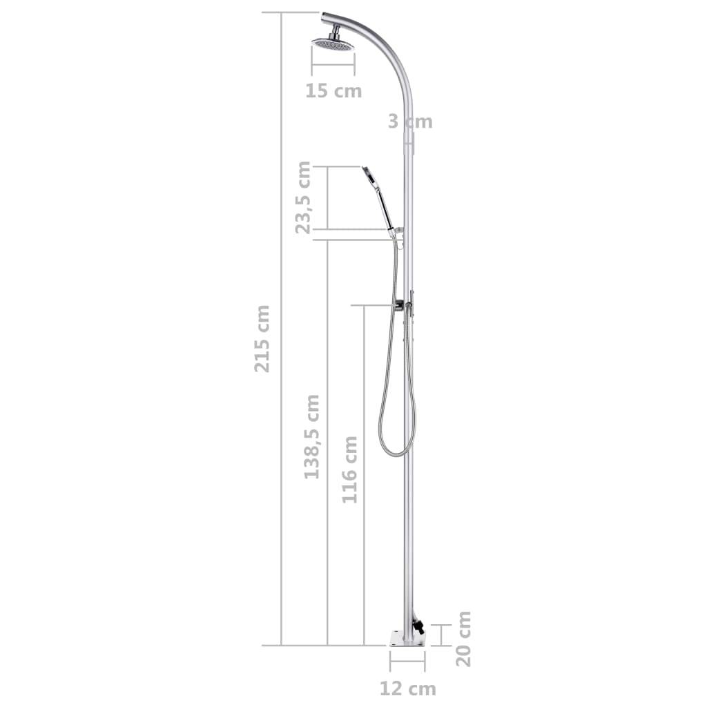 vidaXL Gartendusche mit Brauner Bodenplatte 220 cm Aluminium-4