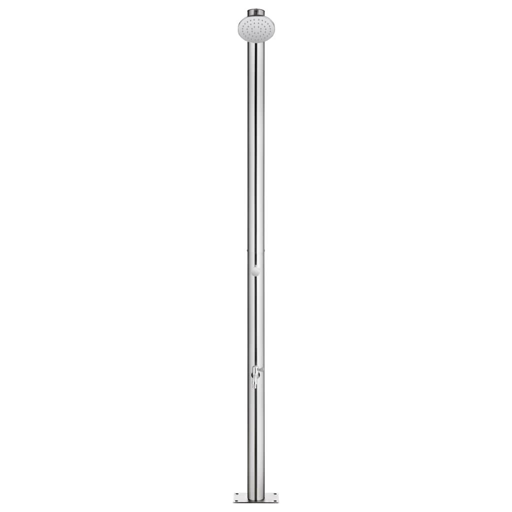 vidaXL Gartendusche mit Grauer Bodenplatte 220 cm Edelstahl-2