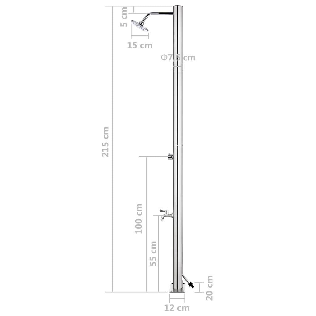 vidaXL Gartendusche mit Grauer Bodenplatte 220 cm Edelstahl-4