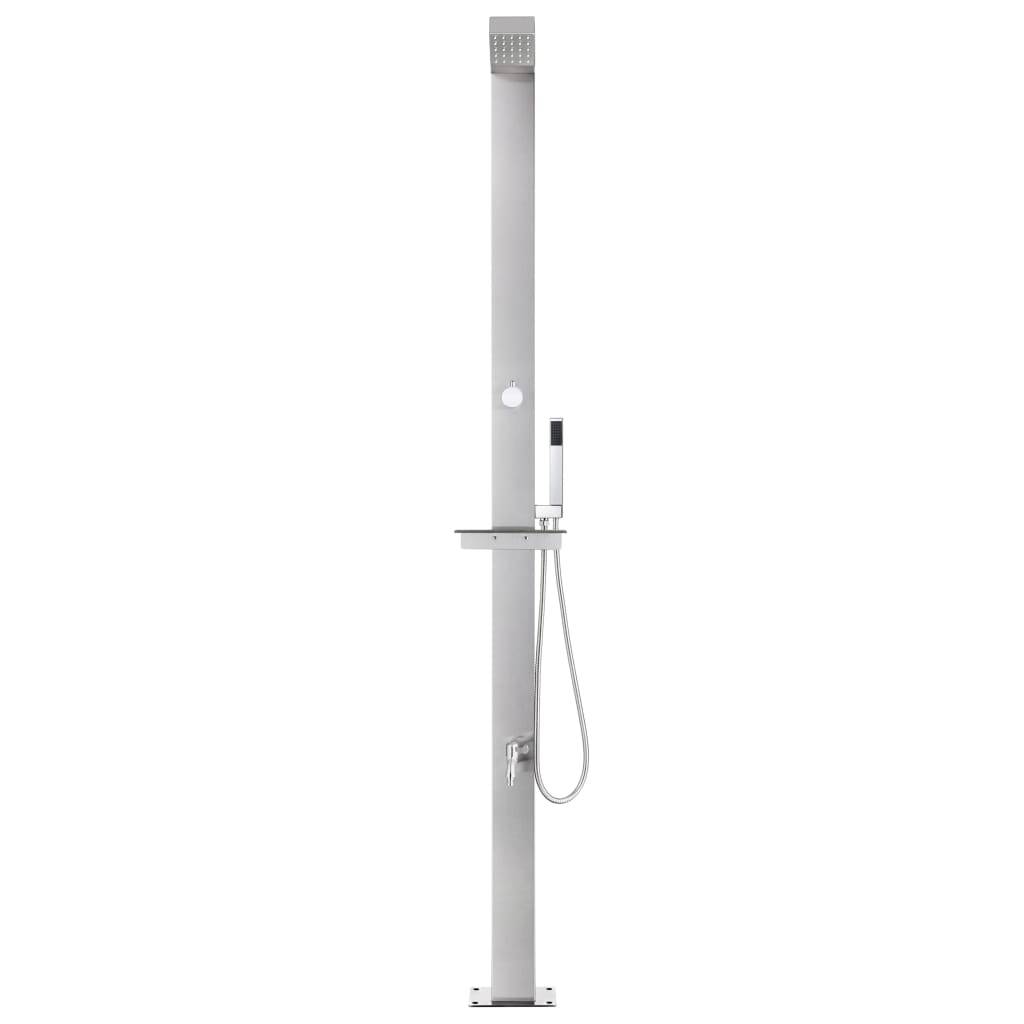 vidaXL Gartendusche mit Brauner Bodenplatte 225 cm Edelstahl-1