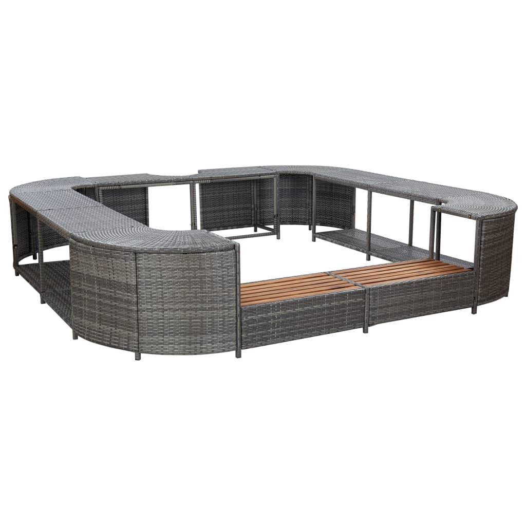 vidaXL Whirlpool-Umrandung Quadratisch Grau 268x268x55 cm Poly Rattan-0