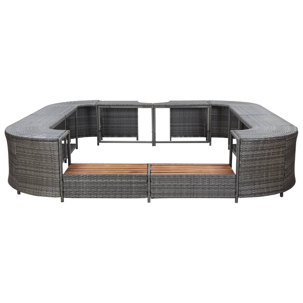 vidaXL Whirlpool-Umrandung Quadratisch Grau 268x268x55 cm Poly Rattan-1