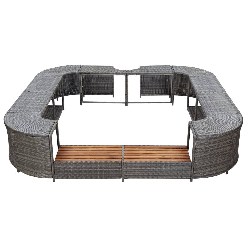 vidaXL Whirlpool-Umrandung Quadratisch Grau 268x268x55 cm Poly Rattan-2
