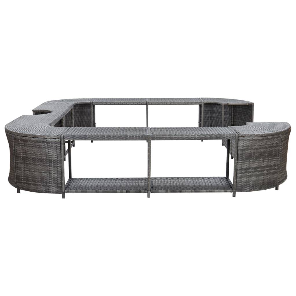vidaXL Whirlpool-Umrandung Quadratisch Grau 268x268x55 cm Poly Rattan-3