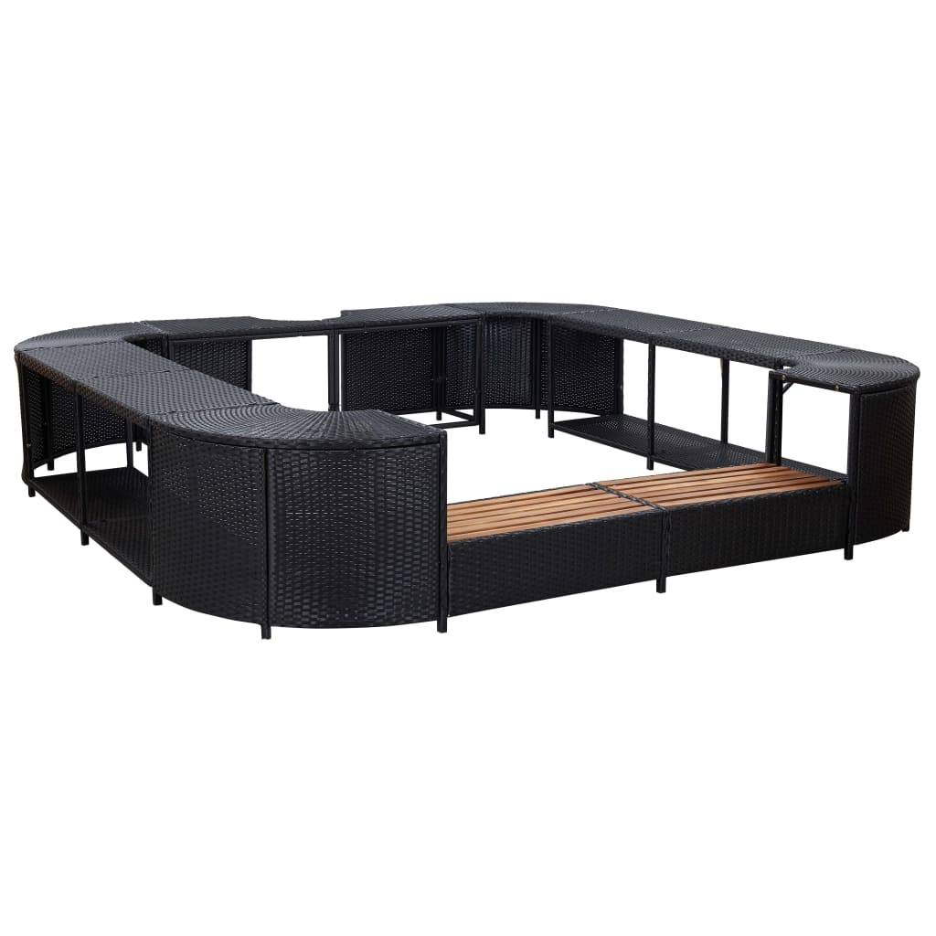 vidaXL Whirlpool-Umrandung Quadratisch Schwarz 268x268x55 Poly Rattan-0