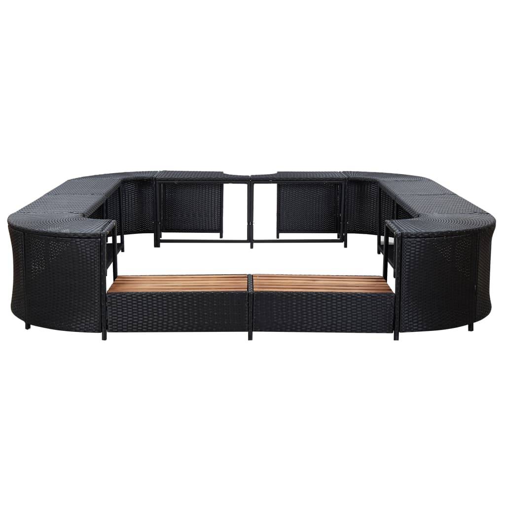 vidaXL Whirlpool-Umrandung Quadratisch Schwarz 268x268x55 Poly Rattan-1