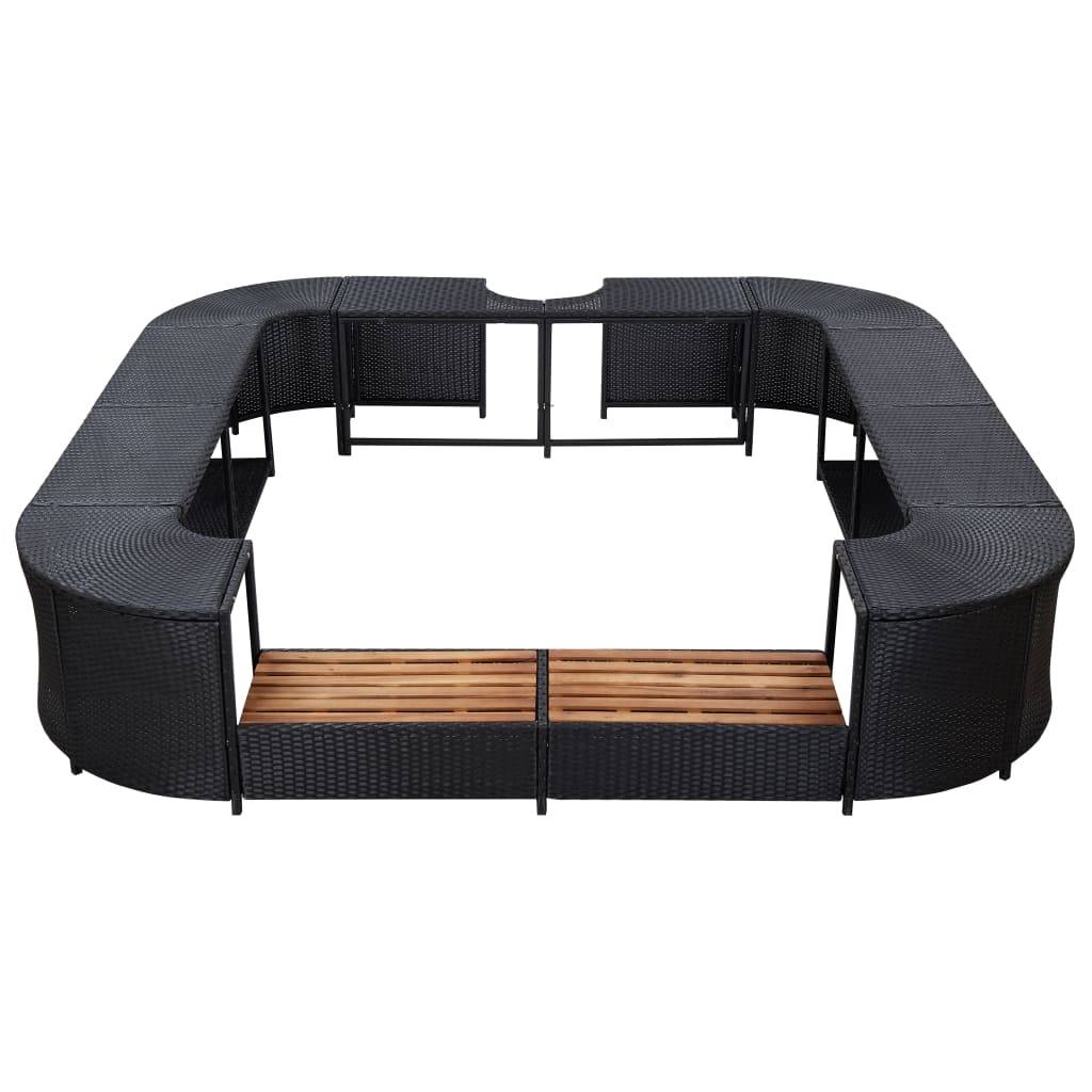 vidaXL Whirlpool-Umrandung Quadratisch Schwarz 268x268x55 Poly Rattan-2