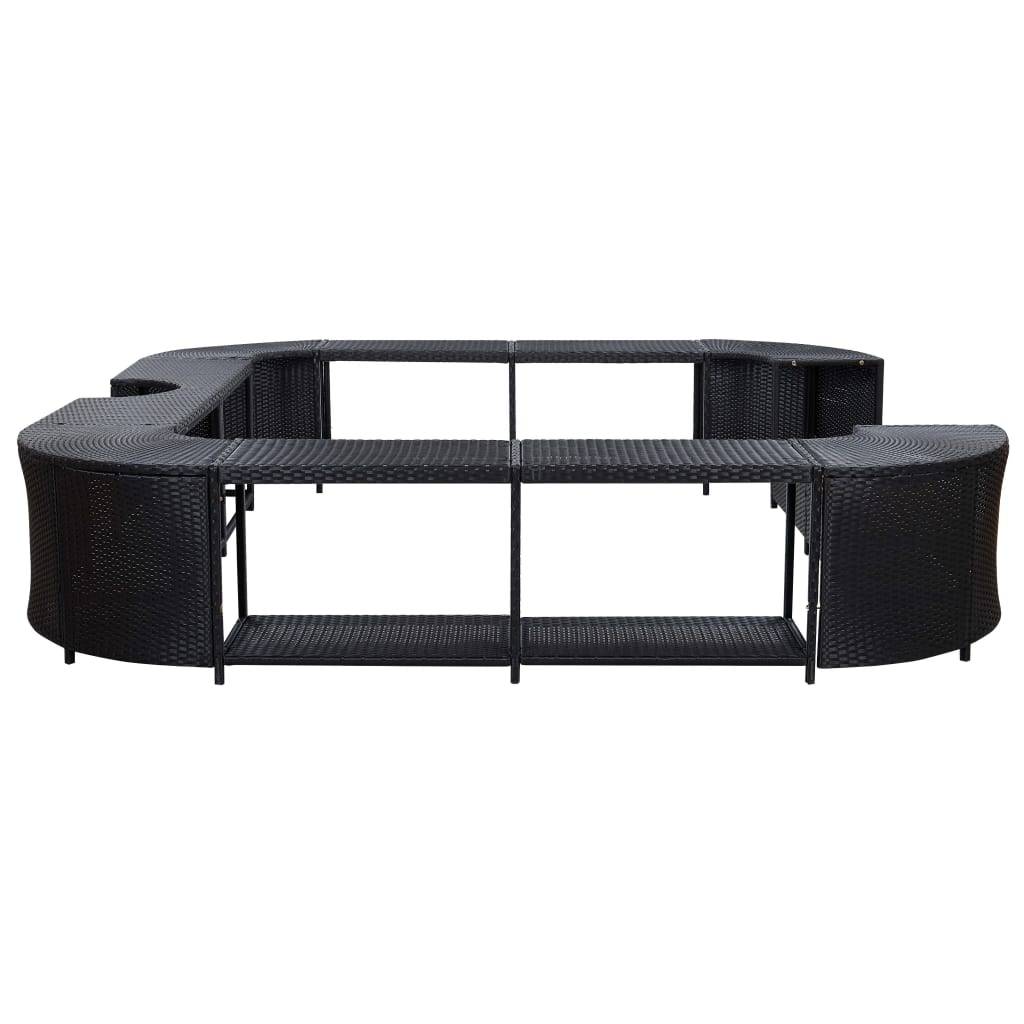 vidaXL Whirlpool-Umrandung Quadratisch Schwarz 268x268x55 Poly Rattan-3