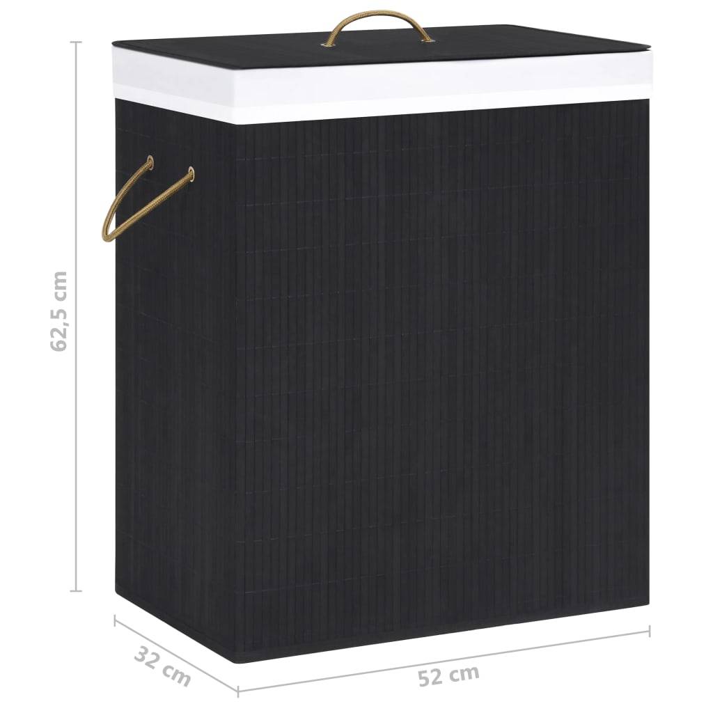 Bambus-Wäschekorb Schwarz 100 L-2