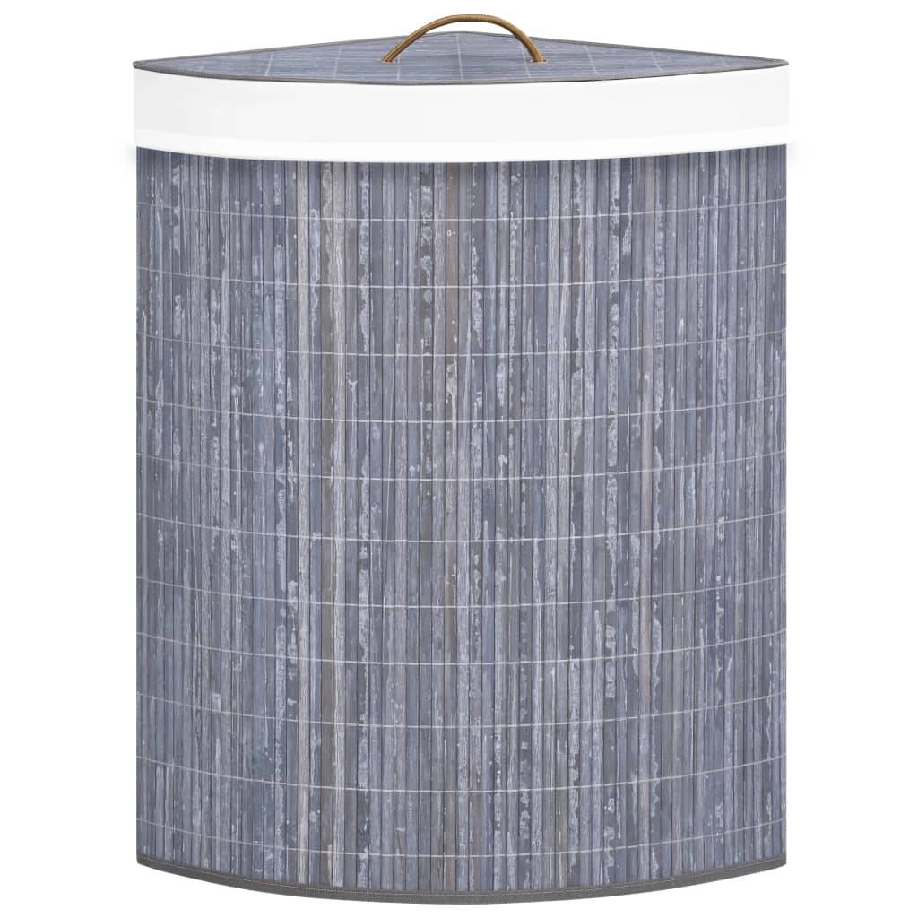 Eck-Wäschekorb Bambus Grau 60 L-2