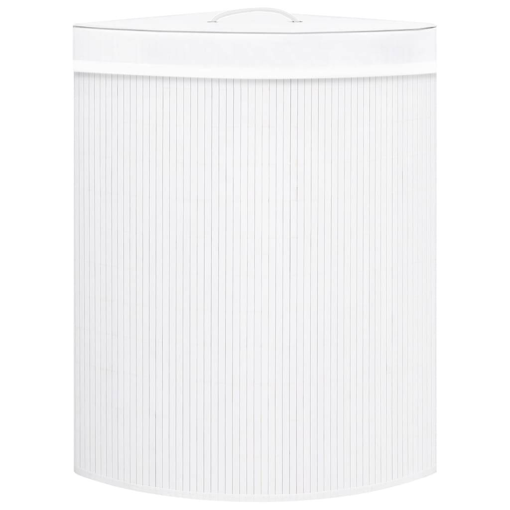Eck-Wäschekorb Bambus Weiß 60 L-2