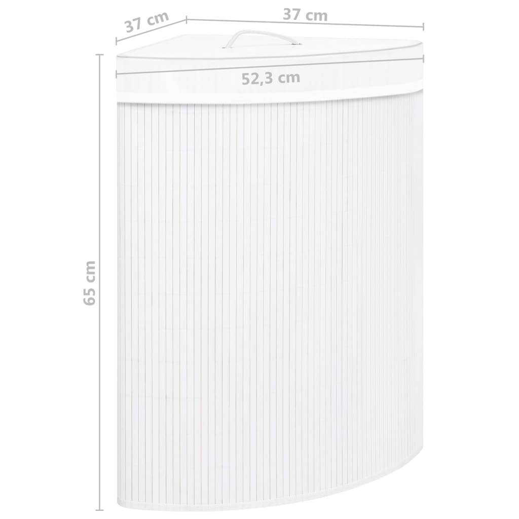 Eck-Wäschekorb Bambus Weiß 60 L-4