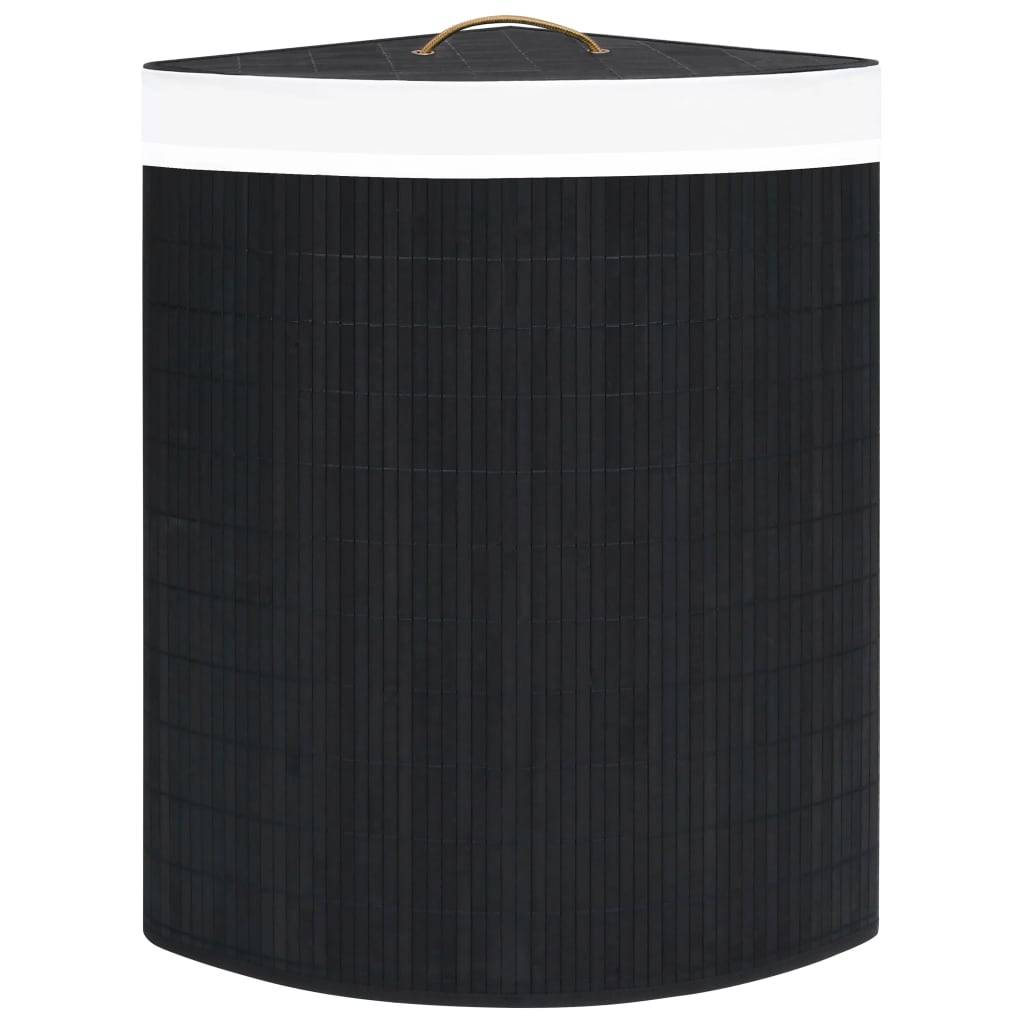 Eck-Wäschekorb Bambus Schwarz 60 L-1