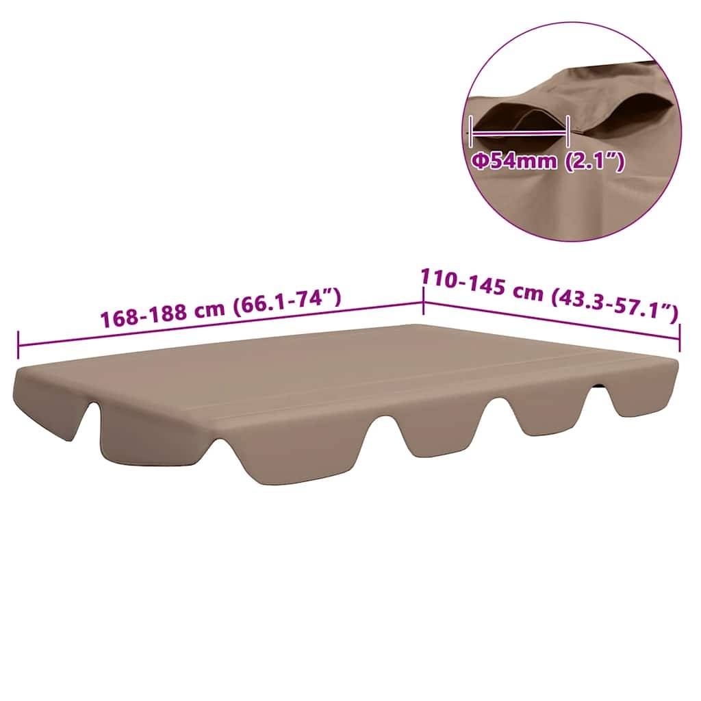 vidaXL Ersatzdach für Hollywoodschaukel Taupe 188/168x145/110 cm-3
