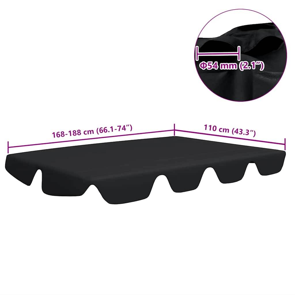 vidaXL Ersatzdach für Hollywoodschaukel Schwarz 188/168x145/110 cm-3