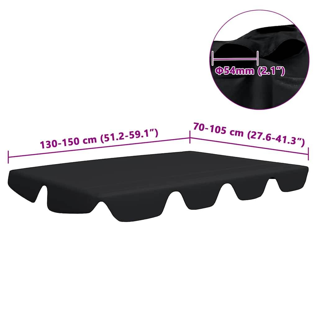 vidaXL Ersatzdach für Hollywoodschaukel Schwarz 150/130x105/70 cm-3