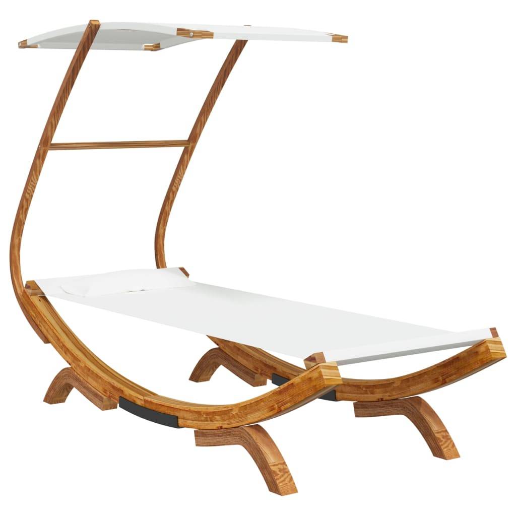 vidaXL Sonnenliege mit Dach 100x190x134 cm Bugholz Massiv Creme-0