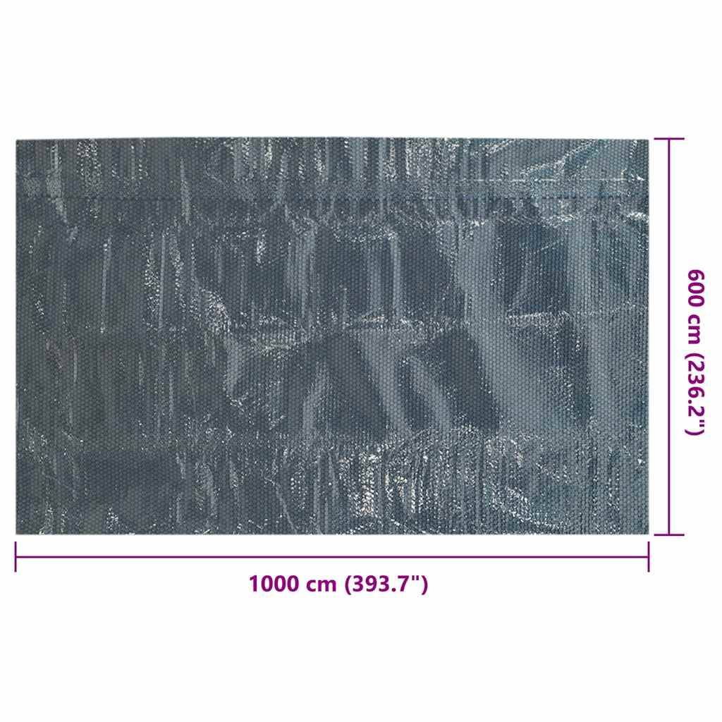 vidaXL Treibende Pool-Solarplane PE 1000x600 cm Schwarz und Blau-3