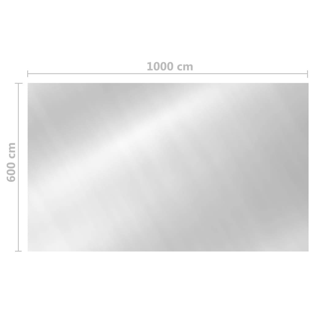 Rechteckige Poolabdeckung 1000x600 cm PE Silbern-4