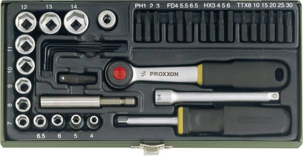 Proxxon Industrial  Steckschlüssel-Bit-Einsatz-Set metrisch 1/4" (6.3 mm) 39teilig 23070