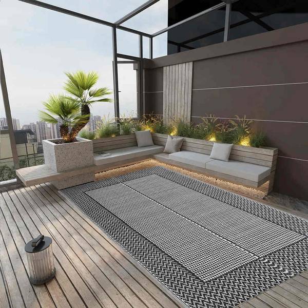 Outdoor-Teppich Grau 160x230 cm PP