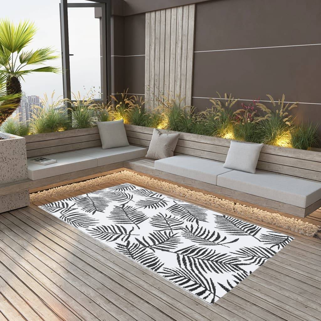 vidaXL Outdoor-Teppich ARAKIL Weiß und Schwarz 160x230 cm PP-1