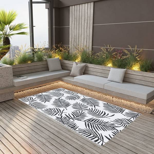 vidaXL Outdoor-Teppich ARAKIL Weiß und Schwarz 190x290 cm PP