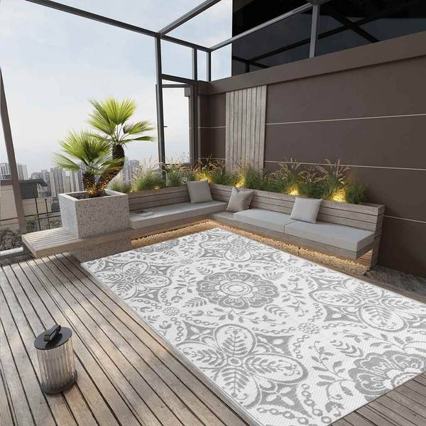 vidaXL Outdoor-Teppich ARAKIL Hellgrau 190x290 cm PP