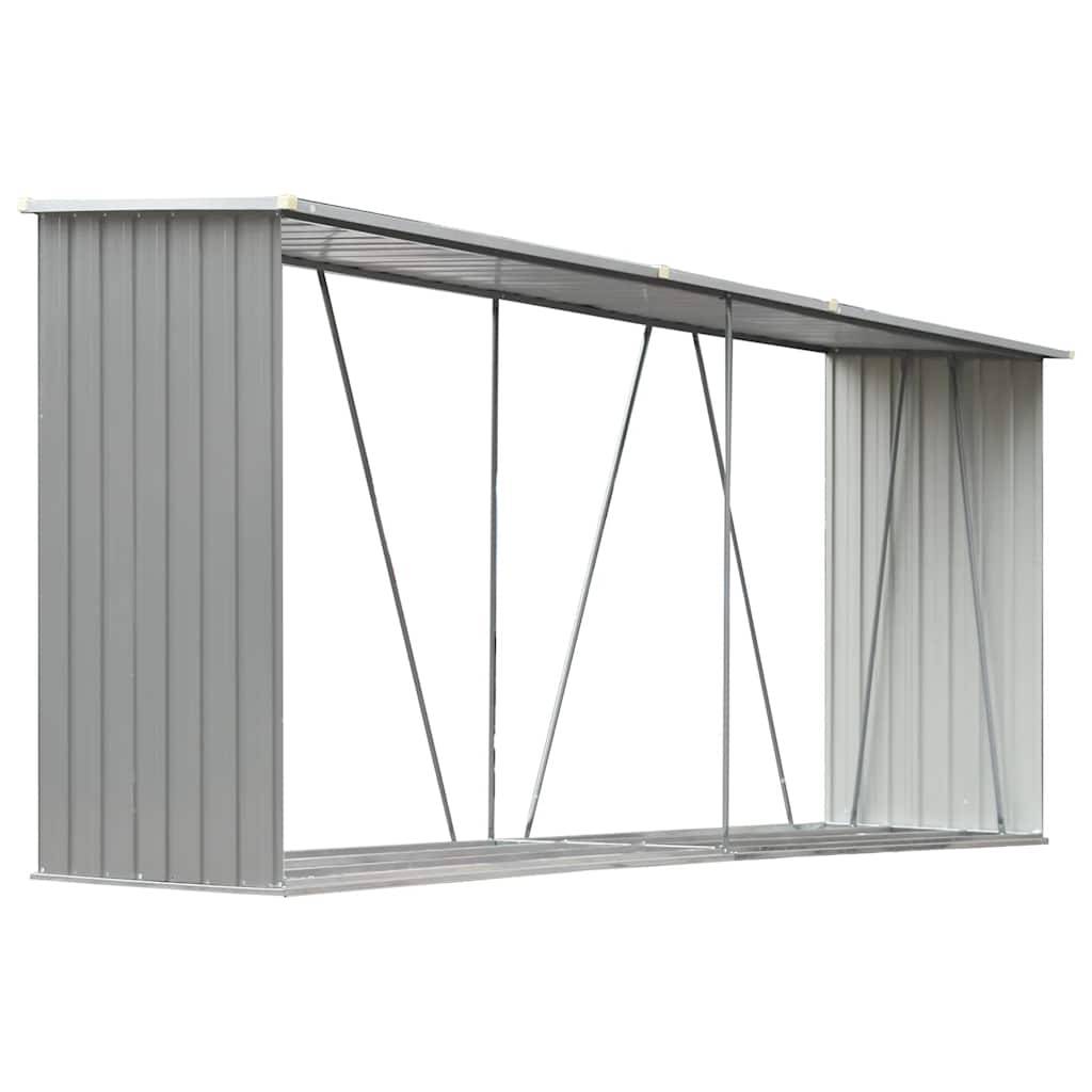vidaXL Brennholzlager aus verzinktem Stahl 330x84x152 cm Grau-0