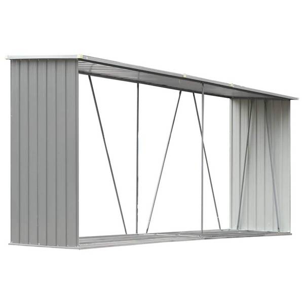 vidaXL Brennholzlager aus verzinktem Stahl 330x84x152 cm Grau