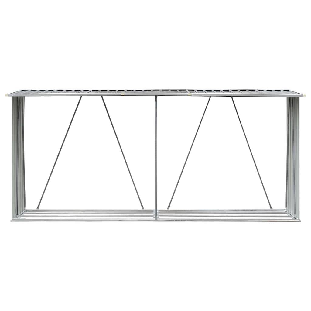 vidaXL Brennholzlager aus verzinktem Stahl 330x84x152 cm Grau-2