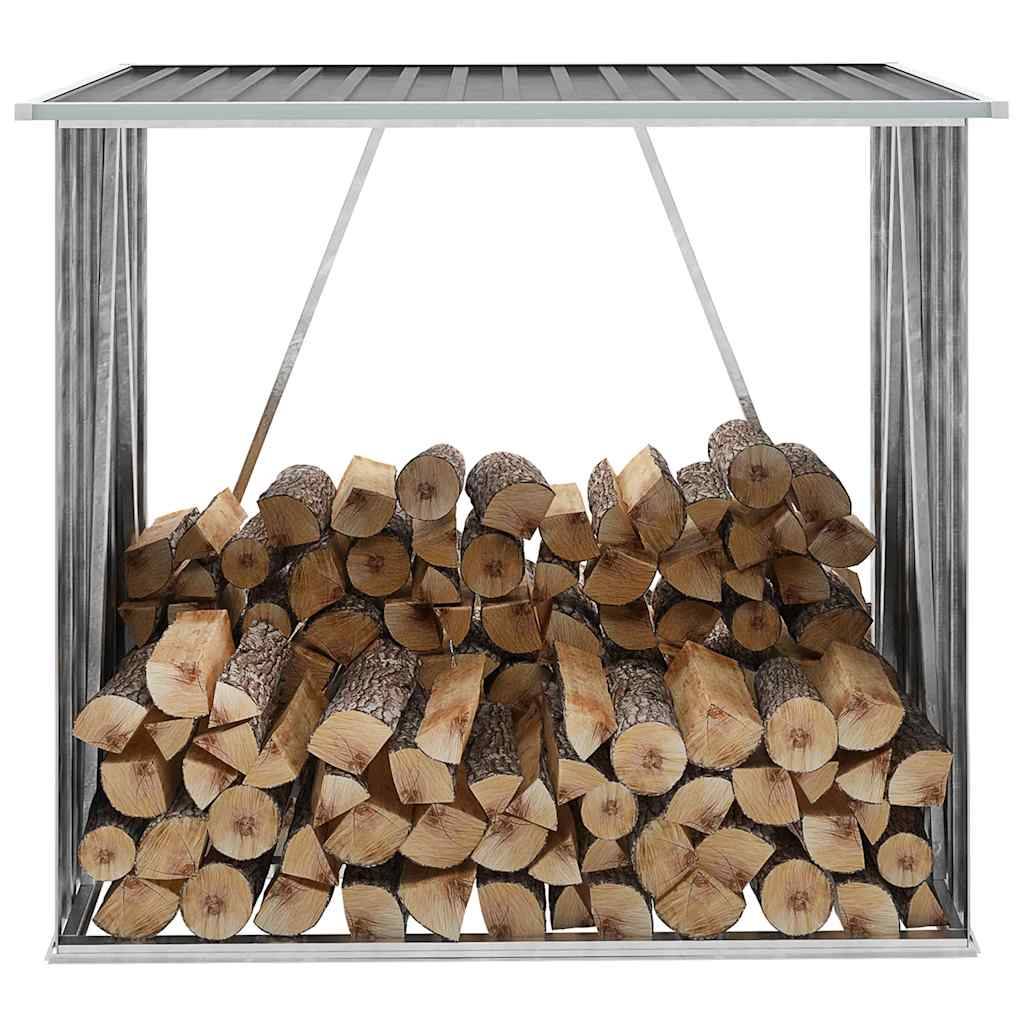 vidaXL Brennholzlager Verzinkter Stahl 163 x 83 x 154 cm Grau-1
