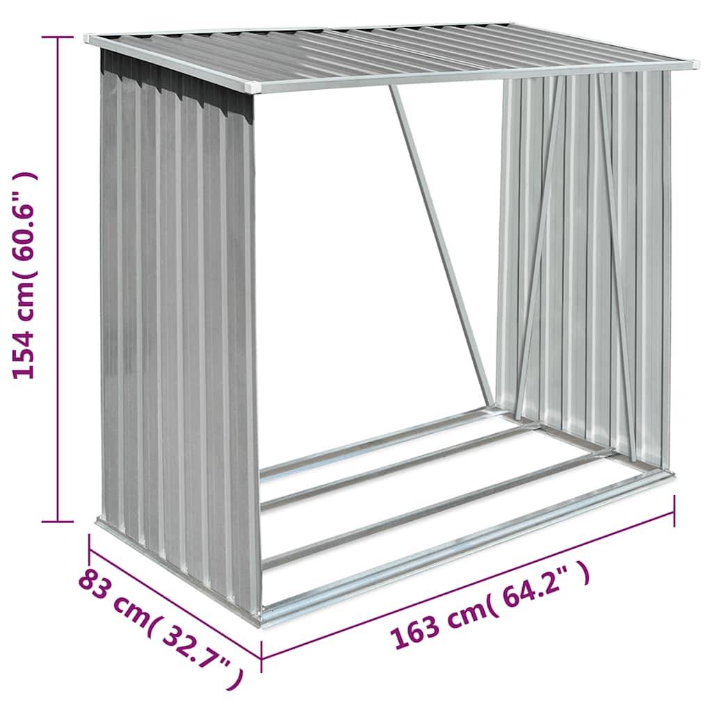 vidaXL Brennholzlager Verzinkter Stahl 163 x 83 x 154 cm Grau-4