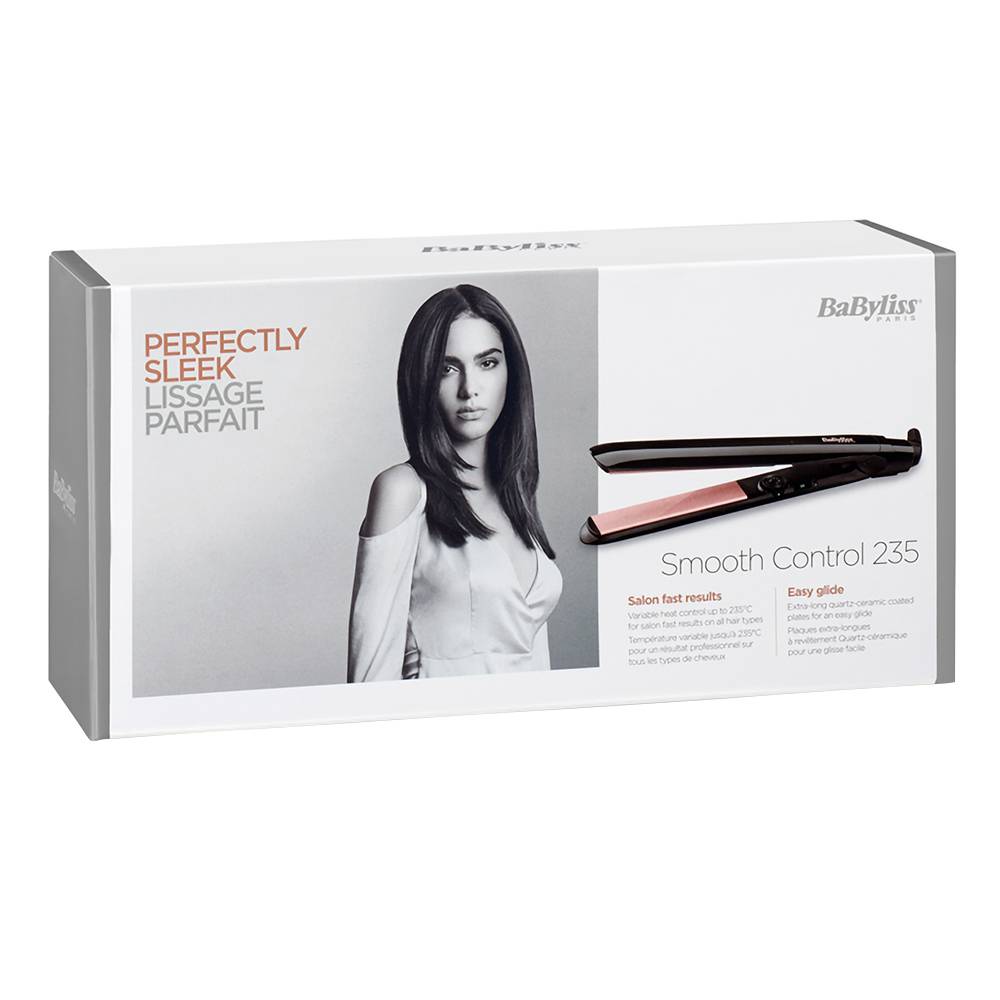 BaByliss Smooth Control 235, Glätteisen, Warm, 170 °C, 235 °C, 15 s, Schwarz, Rosa-Goldfarben-3