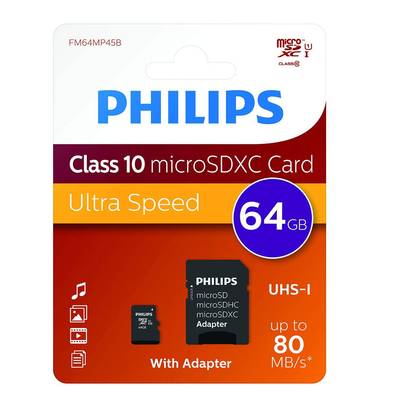 Philips  microSDXC-Karte 64 GB Class 10 inkl. SD-Adapter