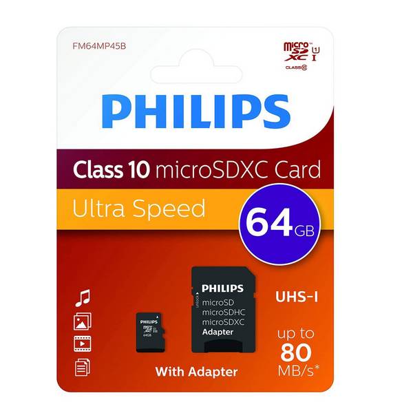 Philips SD Micro SDHC Card 128GB Card Class 10 incl. Adapter