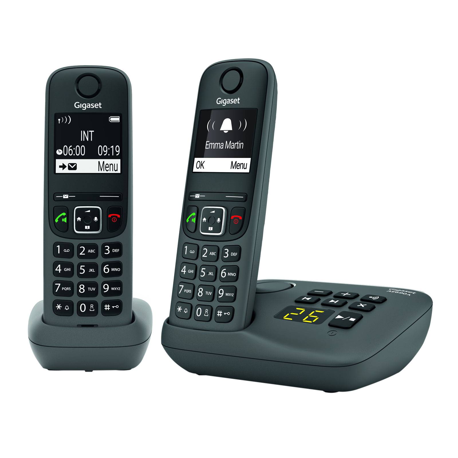 Gigaset AE690A, Analoges/DECT-Telefon, Kabelloses Mobilteil, Freisprecheinrichtung, 100 Eintragungen, Anrufer-Identifika-0