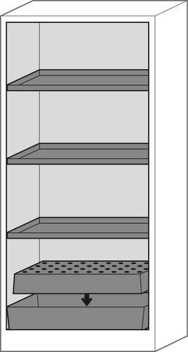 asecos Feuerbeständiger Gefahrstoffschrank Basis-Line, gelb, 3 Einlegeböden, Typ 30-93R, FM-1