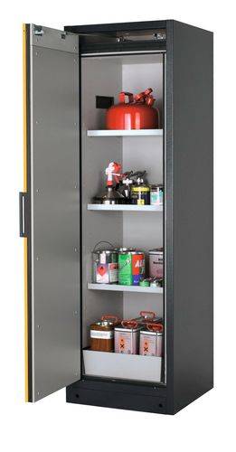 asecos Feuerbeständiger Gefahrstoffschrank Select FM W-63L, 3 Einlegeböden, Tür gelb (links)-0