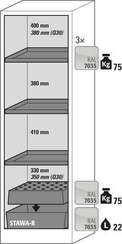 asecos Feuerbeständiger Gefahrstoffschrank Select FM W-63L, 3 Einlegeböden, Tür gelb (links)-2