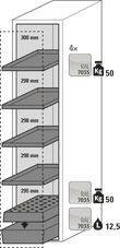 asecos Slim-Scoper, Feuerbeständiger Gefahrstoffschrank 45-4, 1 Vertikalauszug, 4 Fachböden, blau-3