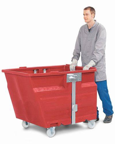 Schüttgutbehälter aus Polyethylen (PE), mit Rollen, 800 Liter Volumen, rot-0