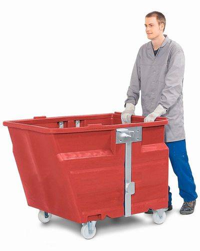 Schüttgutbehälter aus Polyethylen (PE), mit Rollen, 600 Liter Volumen, rot-0