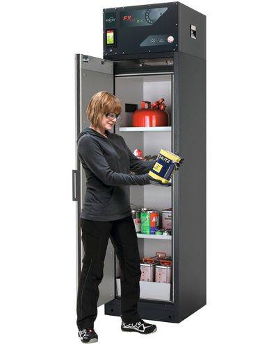 asecos Feuerbeständiger Umluft-Gefahrstoffschrank Custos, grau, 3 Böden, Türanschlag links,Typ A-63-0